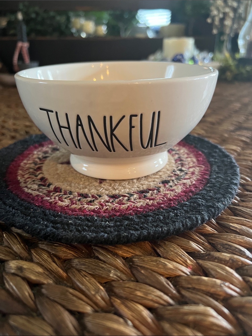 Rae Dunn White "THANKFUL" Ceramic Bowl